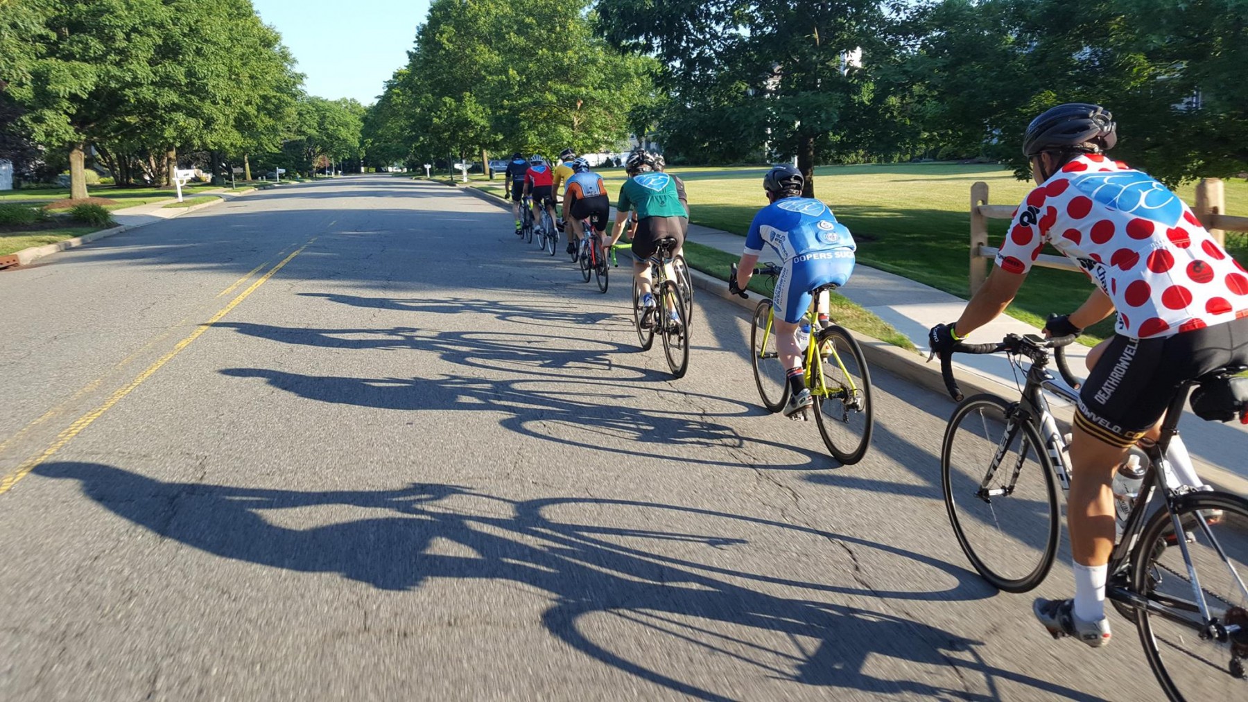 The group exuding awesome form as they roll through Pompton Plains.